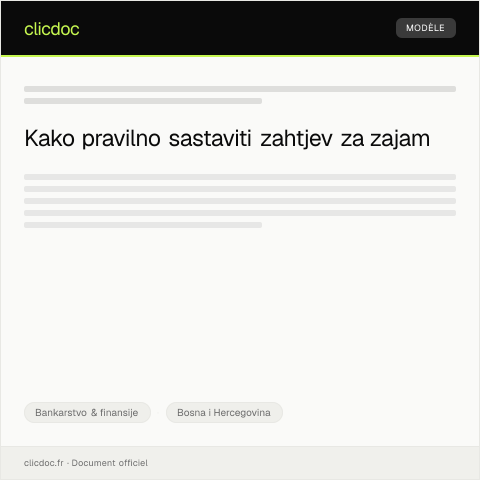 Document preview: Zahtjev za odobrenje zajma — Bankarstvo & finansije, Bosna i Hercegovina
