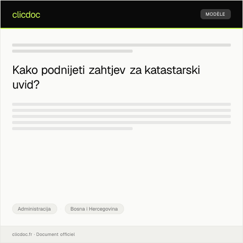 Document preview: Zahtjev za osnivanje katastarskog uvida — Administracija, Bosna i Hercegovina