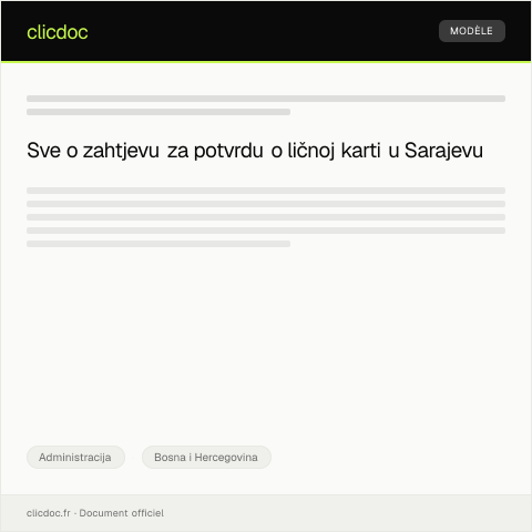 Document preview: Zahtjev za potvrdu o ličnoj karti u općini Sarajevo — Administracija, Bosna i Hercegovina