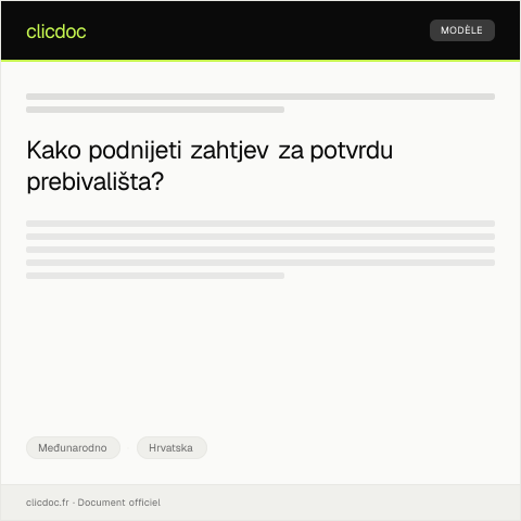 Document preview: Podnošenje zahtjeva za potvrdu prebivališta radi putnih isprava — Međunarodno, Hrvatska
