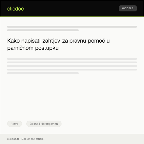 Document preview: Zahtjev za pravnu pomoć u parničnom postupku kod Općinskog suda — Pravo, Bosna i Hercegovina