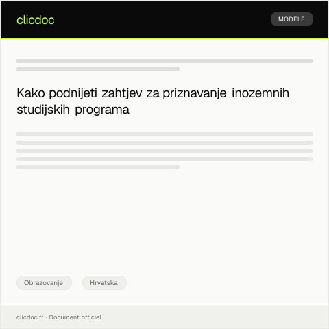 Document preview: Zahtjev za priznavanje inozemnih studijskih programa — Obrazovanje, Hrvatska