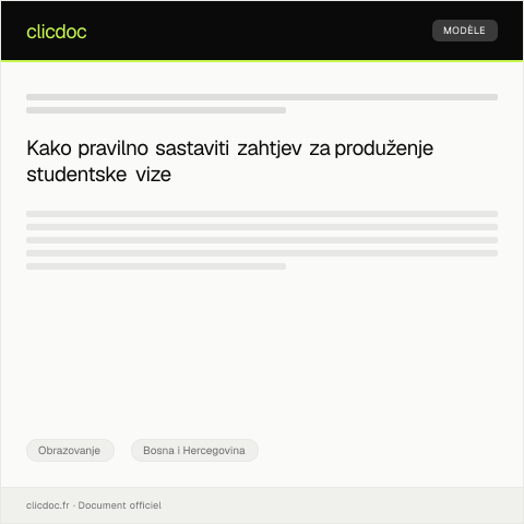 Document preview: Zahtjev za produženje studentske vize kod Ministarstva civilnih poslova BiH — Obrazovanje, Bosna i Hercegovina