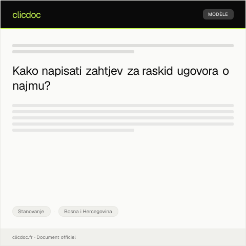 Document preview: Zahtjev za raskid ugovora o najmu stanarskog ili poslovnog prostora — Stanovanje, Bosna i Hercegovina