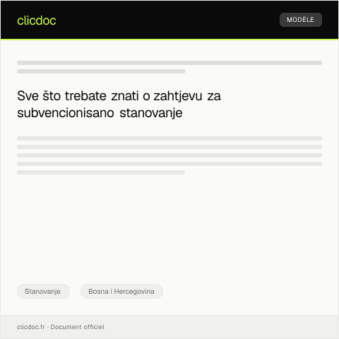 Document preview: Zahtjev za subvencionisano stanovanje — Stanovanje, Bosna i Hercegovina