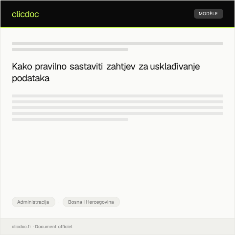 Document preview: Zahtjev za usklađivanje podataka u javnoj evidenciji — Administracija, Bosna i Hercegovina