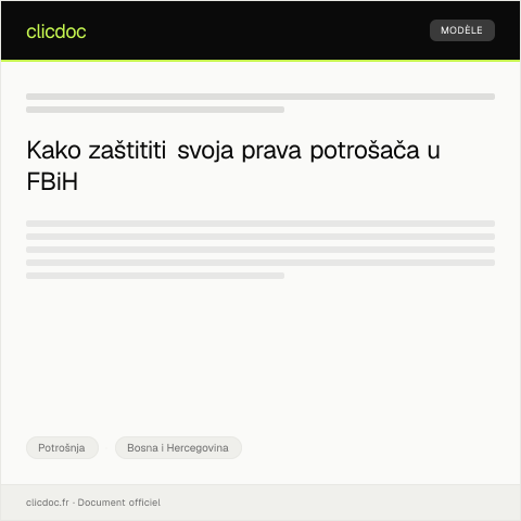 Document preview: Obrazac za zahtjev za zaštitu prava potrošača u slučaju prevare putem interneta — Potrošnja, Bosna i Hercegovina