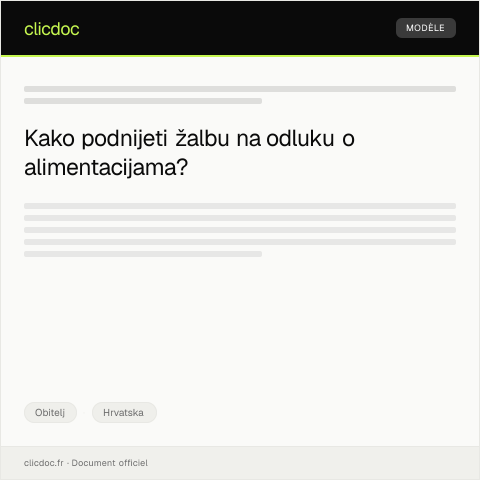 Document preview: Žalba na odluku o alimentacijama — Obitelj, Hrvatska