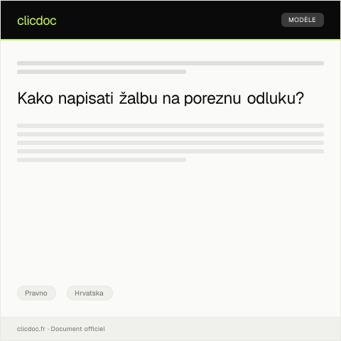 Document preview: Žalba na poreznu odluku — Pravno, Hrvatska
