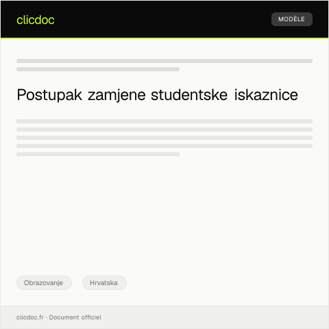 Document preview: Zamjena studentske iskaznice — Obrazovanje, Hrvatska