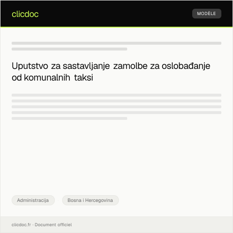 Document preview: Zamolba za oslobađanje od komunalnih taksi — Administracija, Bosna i Hercegovina