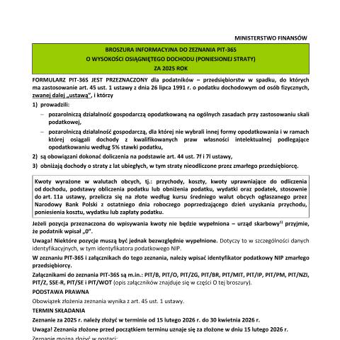 Document preview: Zeznanie o wysokości osiągniętego dochodu (poniesionej straty) w roku podatkowym — PIT, Polska (CERFA n°PIT-36S)