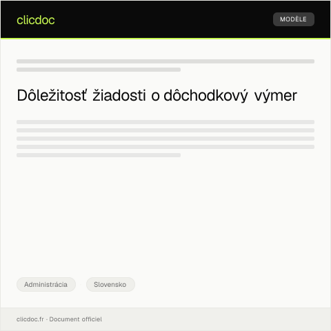Document preview: Žiadosť o dôchodkový výmer — Administrácia, Slovensko