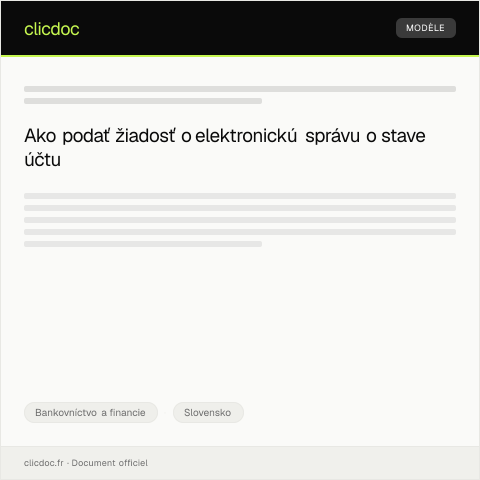 Document preview: Žiadosť o elektronickú správu o stave účtu — Bankovníctvo a financie, Slovensko
