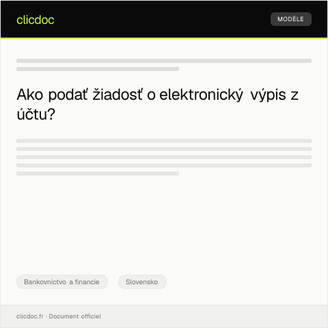 Document preview: Žiadosť o elektronický výpis z účtu — Bankovníctvo a financie, Slovensko