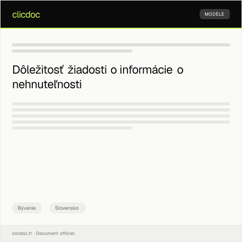 Document preview: Žiadosť o informácie o stave nehnuteľnosti — Bývanie, Slovensko