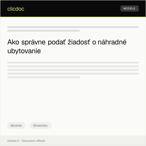 Document preview: Žiadosť o žiadosť o náhradné ubytovanie — Bývanie, Slovensko