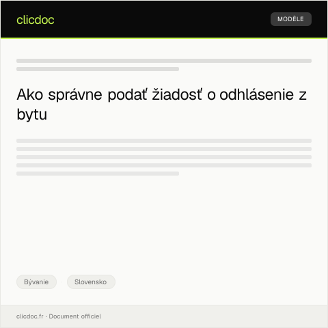 Document preview: Žiadosť o odhlásenie z bytu — Bývanie, Slovensko