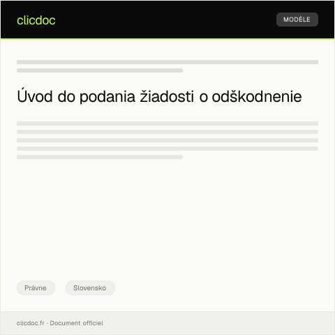 Document preview: Žiadosť o odškodnenie — Právne, Slovensko