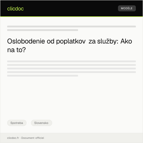 Document preview: Žiadosť o oslobodenie od platby poplatkov za služby — Spotreba, Slovensko