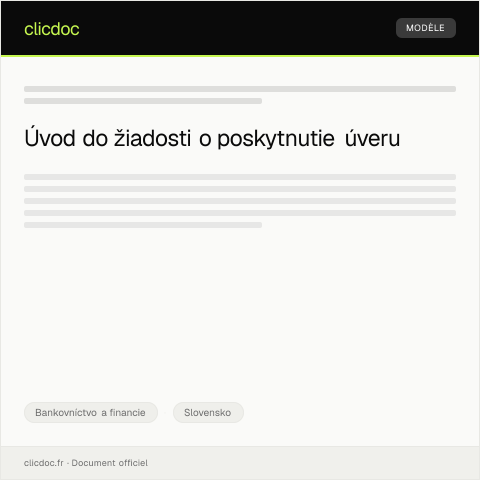 Document preview: Žiadosť o poskytnutie úveru — Bankovníctvo a financie, Slovensko