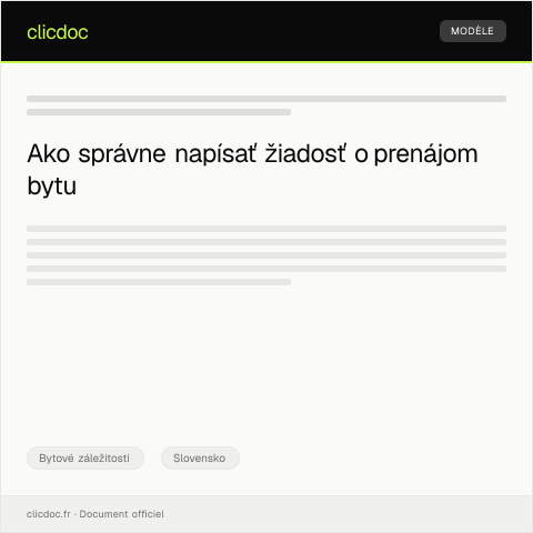 Document preview: Žiadosť o prenájom bytu — Bytové záležitosti, Slovensko