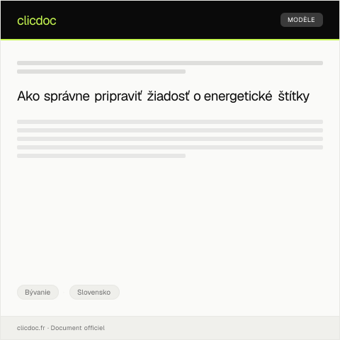 Document preview: Žiadosť o prístup k energetickým štítkom — Bývanie, Slovensko