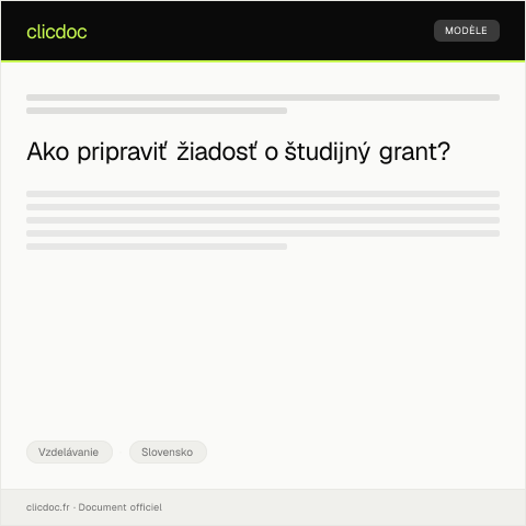 Document preview: Žiadosť o študijný grant — Vzdelávanie, Slovensko