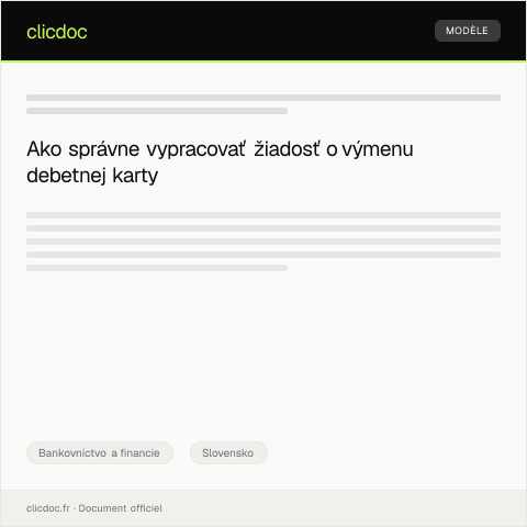 Document preview: Žiadosť o výmenu debetnej karty — Bankovníctvo a financie, Slovensko