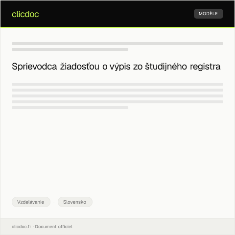 Document preview: Žiadosť o výpis zo študijného registra — Vzdelávanie, Slovensko