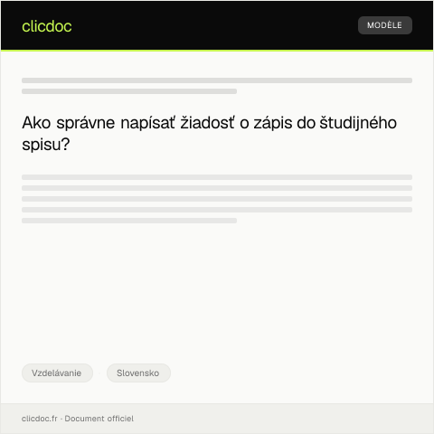 Document preview: Žiadosť o zápis do študijného spisu elektronicky — Vzdelávanie, Slovensko