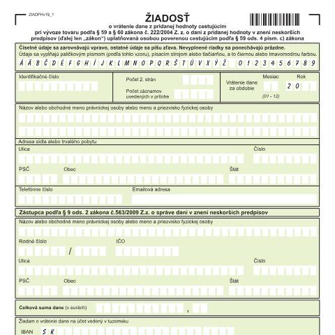 Document preview: ZIADPHv19 — Iné, Slovensko (CERFA n°ZIADPHv19)