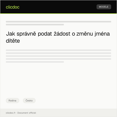 Document preview: Podání žádosti o změnu jména dítěte — Rodina, Česko
