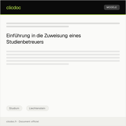 Dokumentvorschau: Zuweisung eines Studienbetreuers — Studium, Liechtenstein